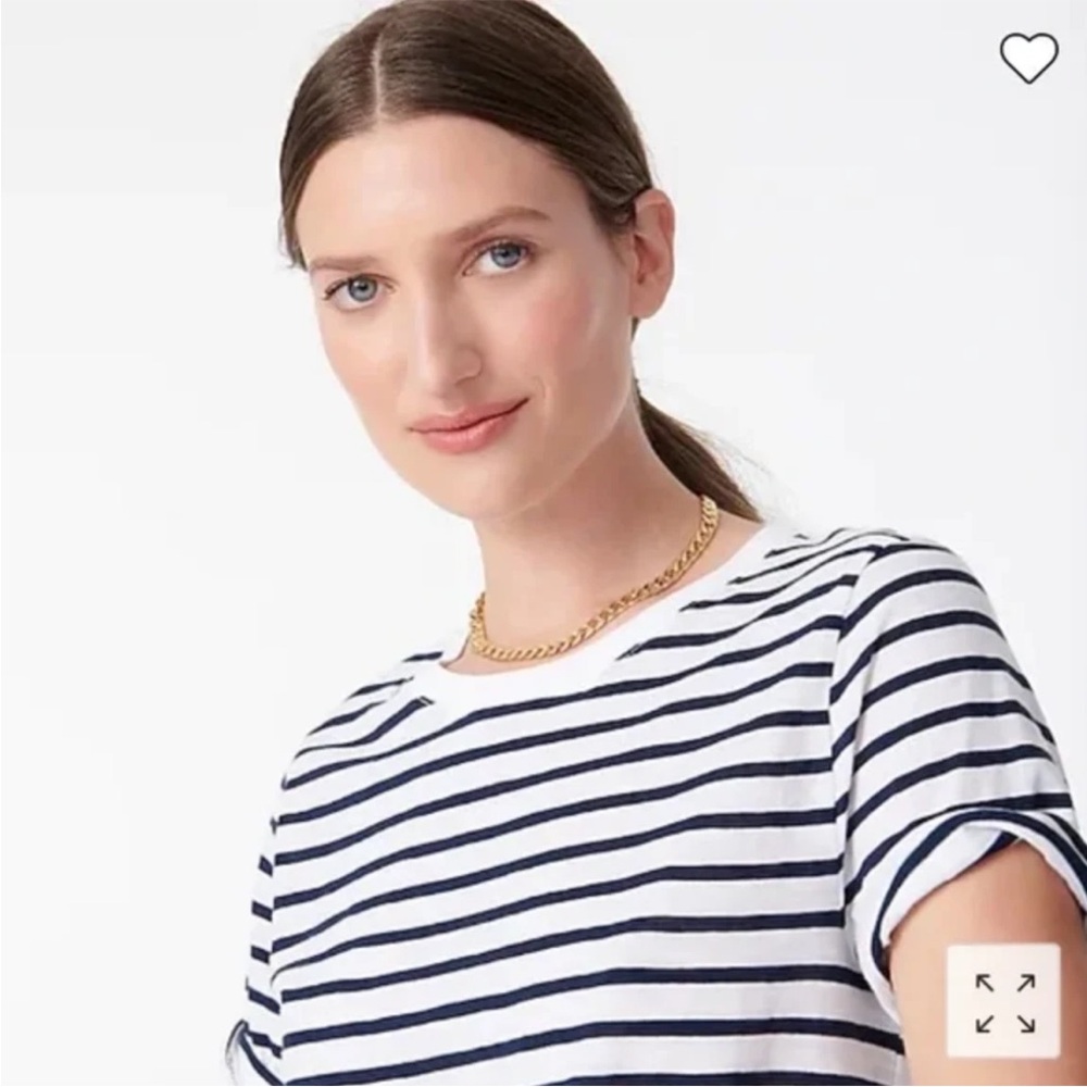 J. Crew Vintage Jersey Classic-Fit Crewneck T-shirt Stripe Navy White XS Cotton - Picture 10 of 10